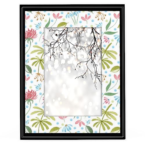 Lakiniss 4x6 Picture Frame, Picture Frames for Wall Eco Friendly Wood 4x6 Frame Durability Black Frames Poster Frames Gallery Photo Frame Picture Frames 4x6 (Lovely Flower Artwork Designs)