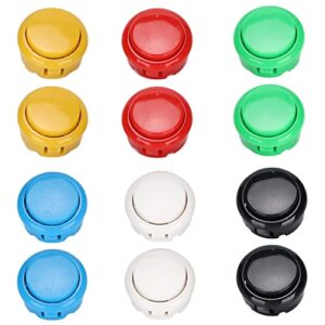 12Pcs 30mm Arcade Joystick, Game Console Buttons for Hori and for MadCatz Joysticks, Replacement Button for Arcade Joystick Game Console