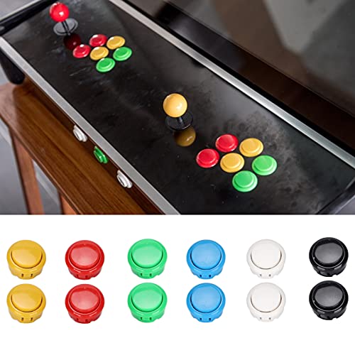 12Pcs 30mm Arcade Joystick, Game Console Buttons for Hori and for MadCatz Joysticks, Replacement Button for Arcade Joystick Game Console