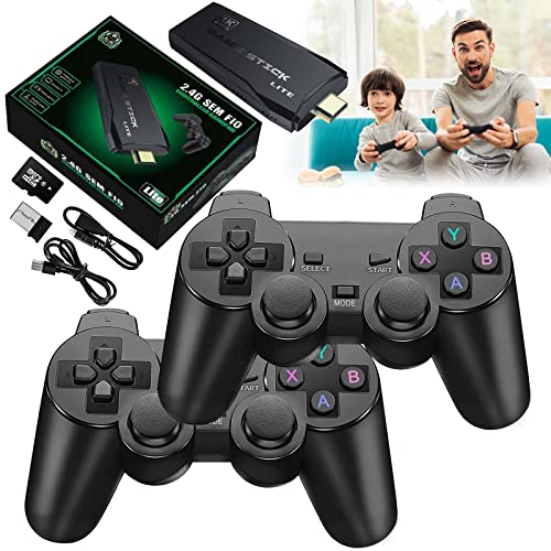 Nostalgia Stick Game,Wireless Retro Game Console, Dual 2.4G Wireless Controllers Gamepad 4K Game Stick,Plug and Play Video Game Consoles with bulit in 13000 +Games,Handheld Game Stick for Kids Adults