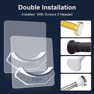 Uigos Shower Curtain Rod Holder - Easy Installation - No Drilling Required, Transparent Wall Mount Rod Retainer, Premium Design, 4 Pieces (Rod Not Included)