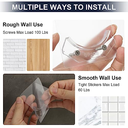 Uigos Shower Curtain Rod Holder - Easy Installation - No Drilling Required, Transparent Wall Mount Rod Retainer, Premium Design, 4 Pieces (Rod Not Included)