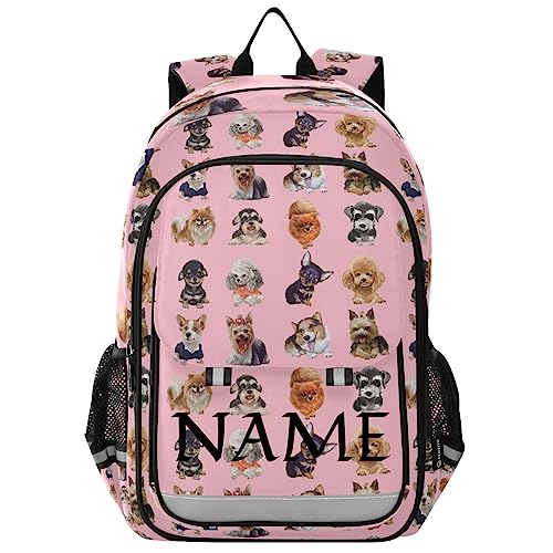 ZAZYXTJ Custom Personalized Backpack Cute Yorkie Dog School Bags with Reflective Strip for Kids Girls and Boys 6-12 Elementary Student Bookbag Middle