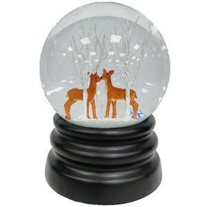 ashfield & harkness deer and tree decorative snow globe with wind up music box