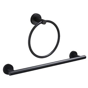 doitool 1 set bathroom towel bar metal hanger black hanger black towel bar hand towel holder hand towel ring round bathroom storage rod bathroom supplies towel stand single shot dispenser