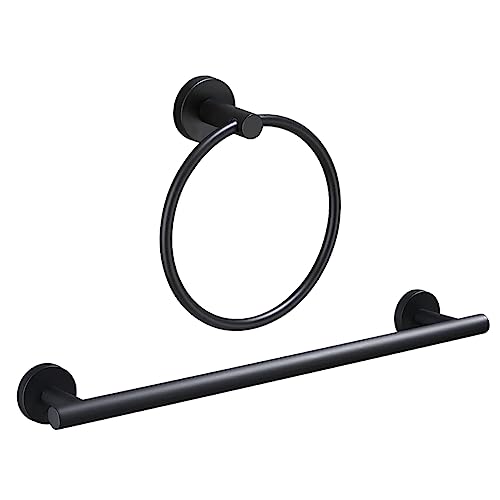 DOITOOL 1 Set Bathroom Towel Bar Metal Hanger Black Hanger Black Towel Bar Hand Towel Holder Hand Towel Ring Round Bathroom Storage Rod Bathroom Supplies Towel Stand Single Shot Dispenser