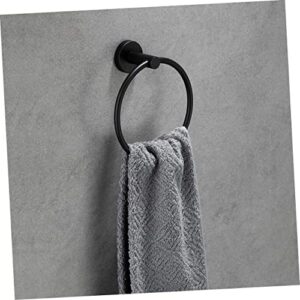 DOITOOL 1 Set Bathroom Towel Bar Metal Hanger Black Hanger Black Towel Bar Hand Towel Holder Hand Towel Ring Round Bathroom Storage Rod Bathroom Supplies Towel Stand Single Shot Dispenser