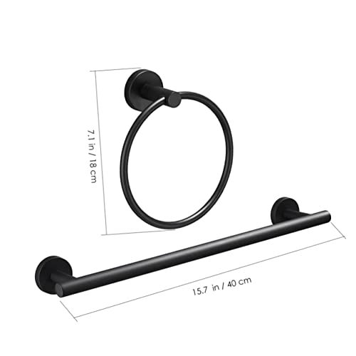 DOITOOL 1 Set Bathroom Towel Bar Metal Hanger Black Hanger Black Towel Bar Hand Towel Holder Hand Towel Ring Round Bathroom Storage Rod Bathroom Supplies Towel Stand Single Shot Dispenser