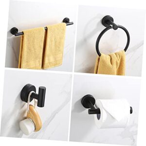 DOITOOL 1 Set Bathroom Towel Bar Metal Hanger Black Hanger Black Towel Bar Hand Towel Holder Hand Towel Ring Round Bathroom Storage Rod Bathroom Supplies Towel Stand Single Shot Dispenser