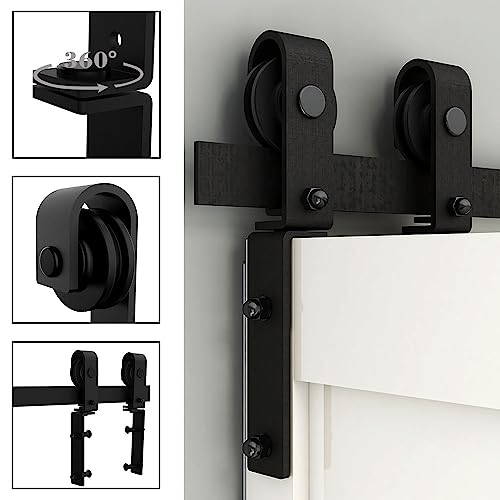 TSMST 7.5ft/88 Bi-Folding Sliding Barn Door Hardware Track Kit for 4 Doors,Heavy Duty Sturdy Bifold Barn Door Hardware Kit,Easy to Assemble,Smoothly and Quietly,J Shape(No Door)