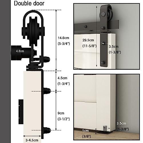 TSMST 7.5ft/88 Bi-Folding Sliding Barn Door Hardware Track Kit for 4 Doors,Heavy Duty Sturdy Bifold Barn Door Hardware Kit,Easy to Assemble,Smoothly and Quietly,J Shape(No Door)