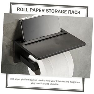 OSALADI Roll Shelf Toilet Paper Stand Toilet Paper Phone Bathroom Paper Holder Paper Towel Mount Wall Mount Clothing Rack Multi Purpose Hanger Roll Paper Rack Toilet Paper Bracket Black