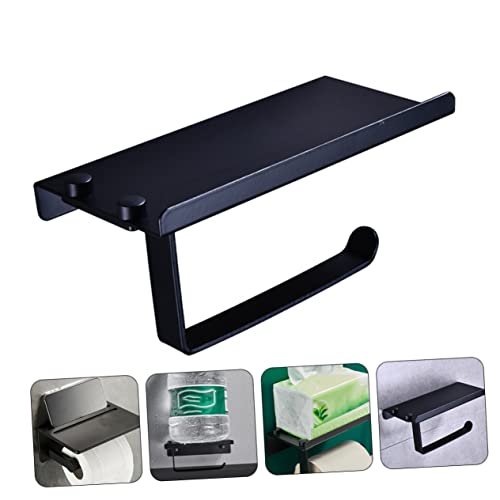 OSALADI Roll Shelf Toilet Paper Stand Toilet Paper Phone Bathroom Paper Holder Paper Towel Mount Wall Mount Clothing Rack Multi Purpose Hanger Roll Paper Rack Toilet Paper Bracket Black