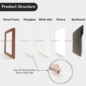 H-A 8x10 Picture Frames with Mat, Rustic Natural Wood Photo Frame for Tabletop (1 pcs)
