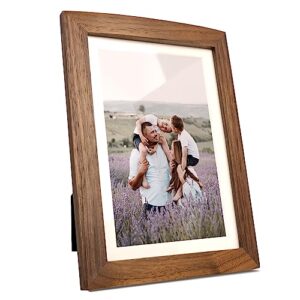 h-a 8x10 picture frames with mat, rustic natural wood photo frame for tabletop (1 pcs)