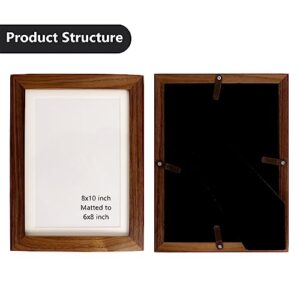 H-A 8x10 Picture Frames with Mat, Rustic Natural Wood Photo Frame for Tabletop (1 pcs)