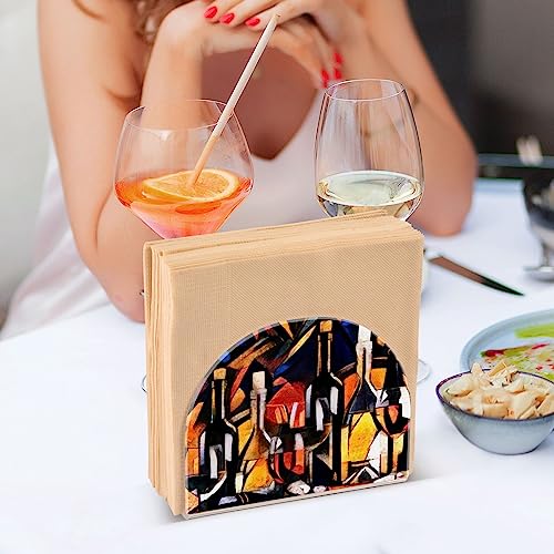 Kigai Napkin Holder for Table Wine Themes Clear Paper Towel Napkin Holders Standing Napkin Dispenser for Kitchen, Bathroom, Dining Table, Countertop