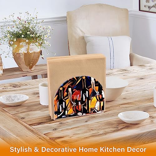 Kigai Napkin Holder for Table Wine Themes Clear Paper Towel Napkin Holders Standing Napkin Dispenser for Kitchen, Bathroom, Dining Table, Countertop