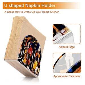 Kigai Napkin Holder for Table Wine Themes Clear Paper Towel Napkin Holders Standing Napkin Dispenser for Kitchen, Bathroom, Dining Table, Countertop