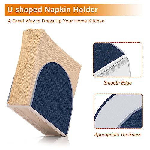 Kigai Napkin Holder for Table Blue Pattern Clear Paper Towel Napkin Holders Standing Napkin Dispenser for Kitchen, Bathroom, Dining Table, Countertop