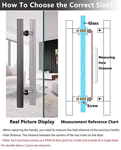 JUNZAI Handles Furniture Front Door Pull Handle Double Sided Vintage Door Push Bar Sliding Barn Door Hardware for Homes Interior Exterior Decor Large Front Door Bar Easy to Insta