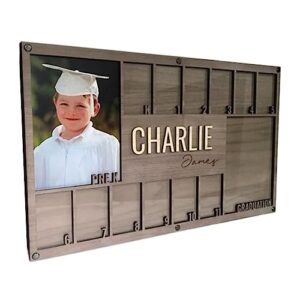 handance pre k to 12 graduation school photo frame, personalized grade school picture frame name custom school years wood photo frame gift