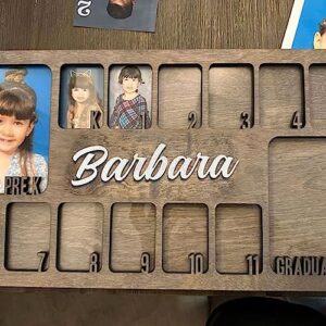 Handance Pre K to 12 Graduation School Photo Frame, Personalized Grade School Picture Frame Name Custom School Years Wood Photo Frame Gift