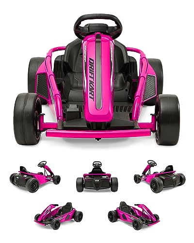 Hyper 24V Ride-On Electric Go Kart for Kids 8-14 Years, 3-Speed Setting with Drift Kart Mode, Foot Accelerated Pedal, Up to 9MPH Speed, 154 Lbs Max Weight, Ergonomic Seat & Sturdy Steel Frame, Pink