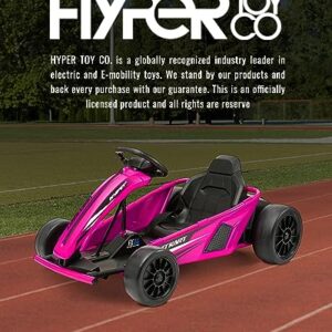 Hyper 24V Ride-On Electric Go Kart for Kids 8-14 Years, 3-Speed Setting with Drift Kart Mode, Foot Accelerated Pedal, Up to 9MPH Speed, 154 Lbs Max Weight, Ergonomic Seat & Sturdy Steel Frame, Pink