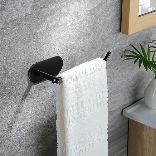 SUNTECH Hand Towel Holder - Black Towel Ring for Bathroom, Adhesive Towel Bar for Organizing Towels, 6 3/10 Inch Hand Towel Rack, Stainless Steel