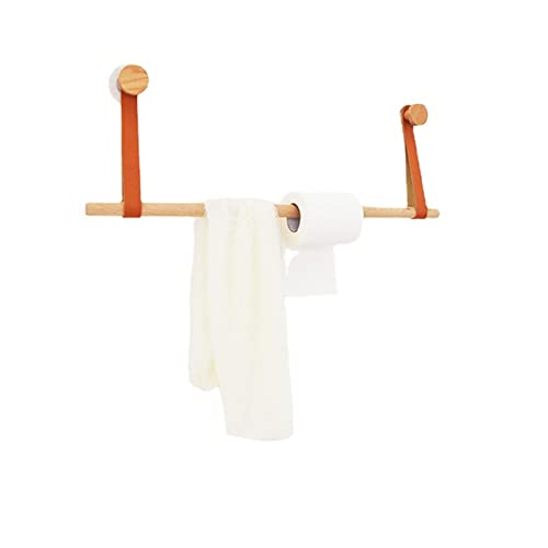 Handmade Paper Towel Holder Solid Wood Towel Bar Creative Paper Towel Shelf Wall Hole-Free Kitchen Hanging Bar Wooden Clothes Hook