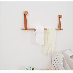 Handmade Paper Towel Holder Solid Wood Towel Bar Creative Paper Towel Shelf Wall Hole-Free Kitchen Hanging Bar Wooden Clothes Hook