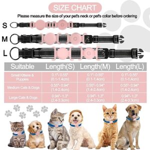 2 Pack IPX8 Waterproof AirTag Dog Collar Holder, Hidden Air Tag Case for GPS Puppy Kitten Cat Collar, Silicone AirTag Mount Tracker Cover Compatible with Pets Harness,Safety Anti-Lost(Pink,Purple M)