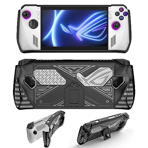 Protective Case Compatible with ASUS ROG Ally Handheld 7 inch 2023, Precise Cuts TPU Case with Foldable Stand, Shock Resistant Case Protect from Drops, Impacts and Scratches