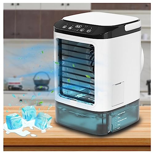 Small Air Conditioning Unit, 900ml Water Tank,with Ice Box,3 Wind Speeds Room Air Conditioners for Home 3 Wind Speeds,Cooling Mist,7 LED Lights Home Air Con for Room Office