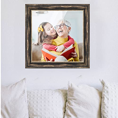 10x10 Frame Silver Real Wood Picture Frame Width 1.5 Inches | Interior Frame Depth 0.5 Inches | Gavin Modern Photo Frame Complete with UV Acrylic, Foam Board Backing & Hanging Hardware