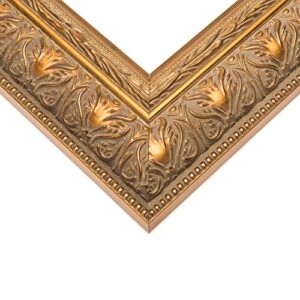22x28 frame gold real wood picture frame width 2.5 inches | interior frame depth 1 inches | museo bronze ornate photo frame complete with uv acrylic, foam board backing & hanging hardware