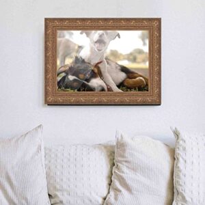 22x28 Frame Gold Real Wood Picture Frame Width 2.5 Inches | Interior Frame Depth 1 Inches | Museo Bronze Ornate Photo Frame Complete with UV Acrylic, Foam Board Backing & Hanging Hardware