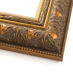 22x28 Frame Gold Real Wood Picture Frame Width 2.5 Inches | Interior Frame Depth 1 Inches | Museo Bronze Ornate Photo Frame Complete with UV Acrylic, Foam Board Backing & Hanging Hardware