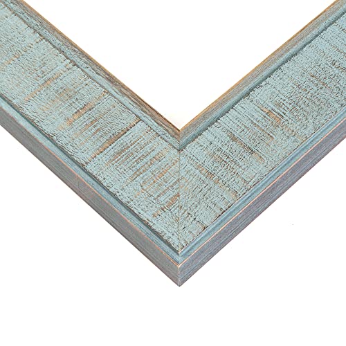 9x25 Frame Blue Scuffed Distressed Solid Wood Picture Frame Width 1.5 Inches | Interior Frame Depth 0.5 Inches | Sonoma Blue Distressed Photo Frame Complete with UV Acrylic, Foam Board Backing &