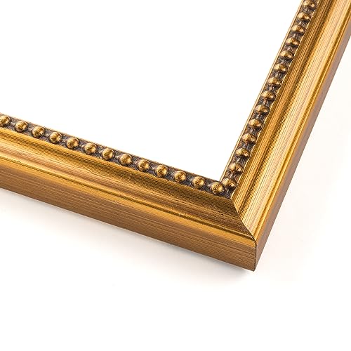 19x9 Frame Gold Real Wood Picture Frame Width 0.75 Inches | Interior Frame Depth 0.5 Inches | Liscio Oro Traditional Photo Frame Complete with UV Acrylic, Foam Board Backing & Hanging Hardware