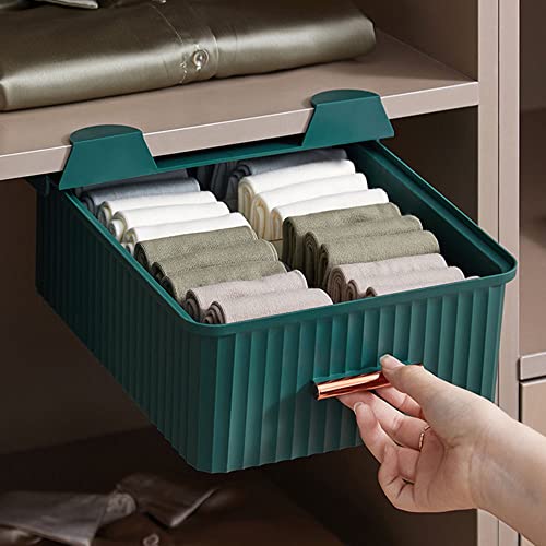 Zitrenot Under Desk Drawer Socks Organizer 6 Compartments Clothes Storage Bin for Bedroom Dorms Damage Free