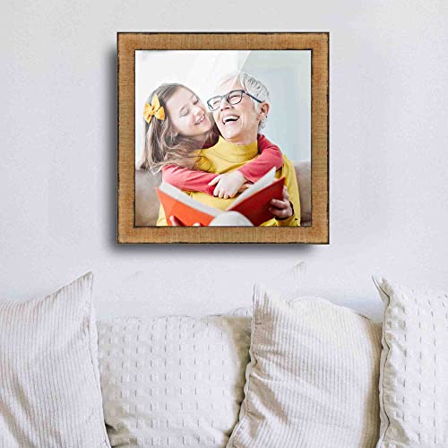 10x10 Frame Gold Rustic Solid Wood Picture Frame Width 1.25 Inches | Interior Frame Depth 0.5 Inches | Rustique Gold Traditional Photo Frame Complete with UV Acrylic, Foam Board Backing & Hanging