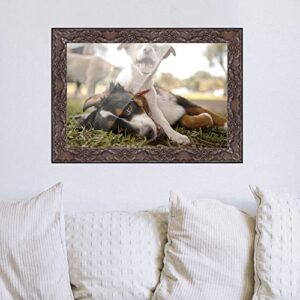 14x18 Frame Brown Rustic Pewter Solid Wood Picture Frame Width 1.75 Inches | Interior Frame Depth 0.5 Inches | Benton Pewter Traditional Photo Frame Complete with UV Acrylic, Foam Board Backing &