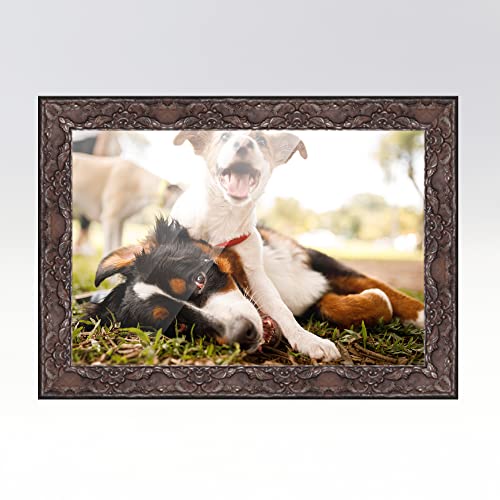 14x18 Frame Brown Rustic Pewter Solid Wood Picture Frame Width 1.75 Inches | Interior Frame Depth 0.5 Inches | Benton Pewter Traditional Photo Frame Complete with UV Acrylic, Foam Board Backing &