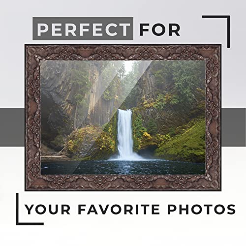 14x18 Frame Brown Rustic Pewter Solid Wood Picture Frame Width 1.75 Inches | Interior Frame Depth 0.5 Inches | Benton Pewter Traditional Photo Frame Complete with UV Acrylic, Foam Board Backing &