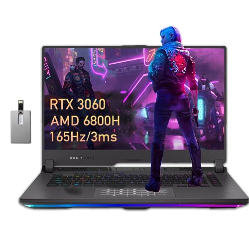 ASUS ROG Strix G15 15.6” WQHD Gaming Laptop, AMD Ryzen7 6800H, NVIDIA GeForce RTX 3060, 32GB DDR5 RAM, 1TB SSD, RGB KB, Wi-Fi 6E, Thermal Grizzly Cooling, VR-Ready, Gray, Win 11 Pro, 32GB USB Card