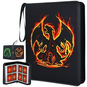 limstdic card binder for pokemon cards, 4 pockets up to 400 cards binder compatible with pokemon trading cards, mtg cards, portable waterproof card storage bag with sleeves for game cards collection