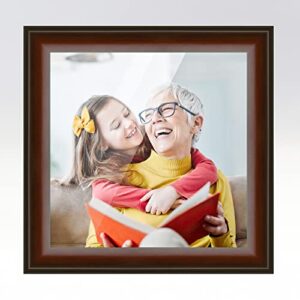 10x10 Rounded Brown Real Wood Picture Frame Width 1.5 Inches | Interior Frame Depth 0.5 Inches | Chaps Modern Photo Frame Complete with UV Acrylic, Foam Board Backing & Hanging Hardware