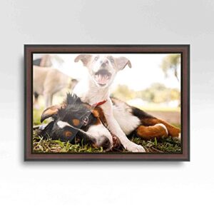 28x37 Brown Real Wood Picture Frame Width 1.25 Inches | Interior Frame Depth 0.5 Inches | Garrin Brown Traditional Photo Frame Complete with UV Acrylic, Foam Board Backing & Hanging Hardware